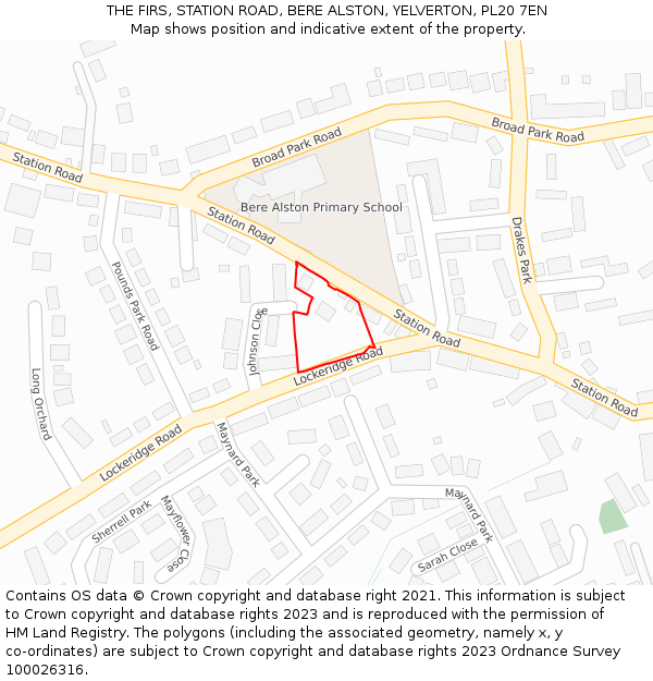 THE FIRS, STATION ROAD, BERE ALSTON, YELVERTON, PL20 7EN: Location map and indicative extent of plot