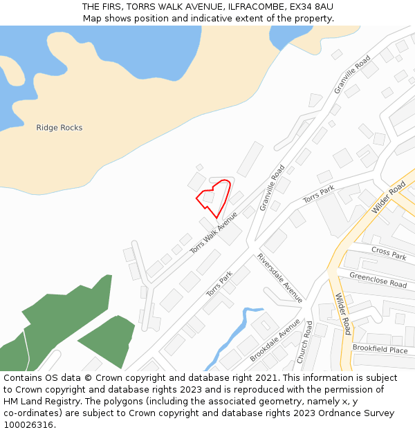 THE FIRS, TORRS WALK AVENUE, ILFRACOMBE, EX34 8AU: Location map and indicative extent of plot