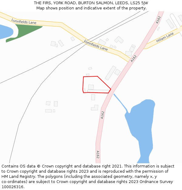 THE FIRS, YORK ROAD, BURTON SALMON, LEEDS, LS25 5JW: Location map and indicative extent of plot
