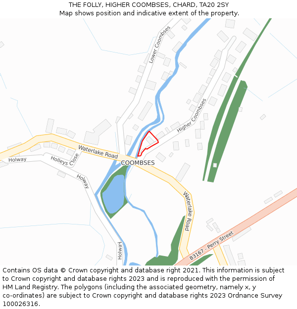 THE FOLLY, HIGHER COOMBSES, CHARD, TA20 2SY: Location map and indicative extent of plot