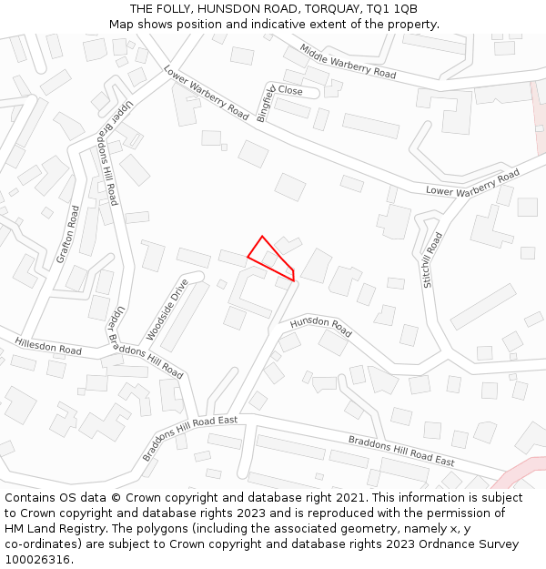 THE FOLLY, HUNSDON ROAD, TORQUAY, TQ1 1QB: Location map and indicative extent of plot