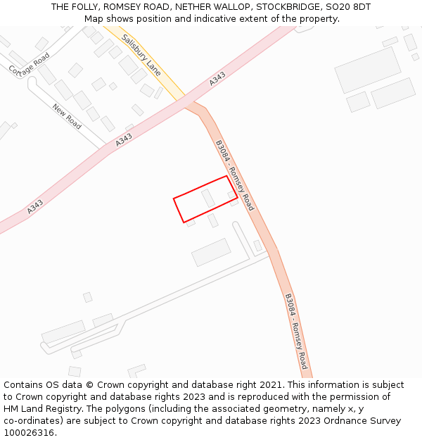 THE FOLLY, ROMSEY ROAD, NETHER WALLOP, STOCKBRIDGE, SO20 8DT: Location map and indicative extent of plot