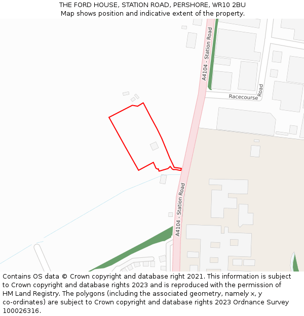 THE FORD HOUSE, STATION ROAD, PERSHORE, WR10 2BU: Location map and indicative extent of plot