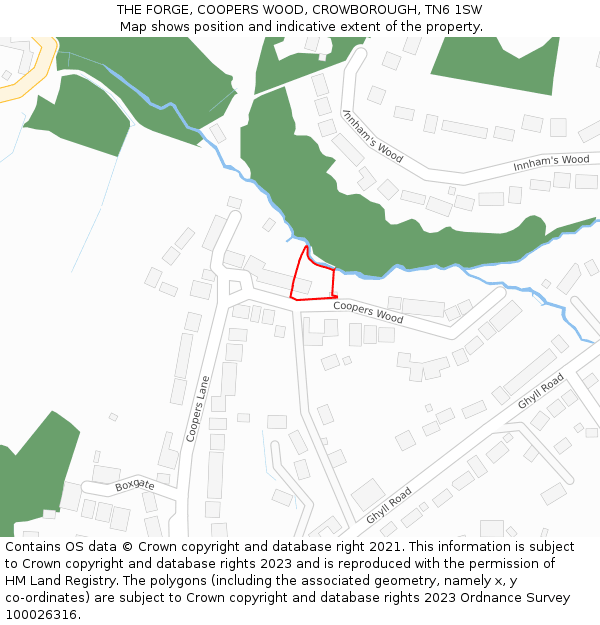 THE FORGE, COOPERS WOOD, CROWBOROUGH, TN6 1SW: Location map and indicative extent of plot