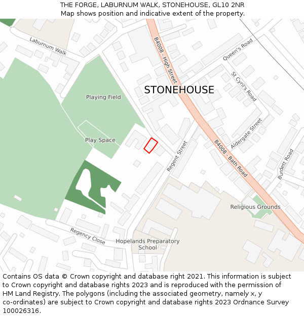 THE FORGE, LABURNUM WALK, STONEHOUSE, GL10 2NR: Location map and indicative extent of plot