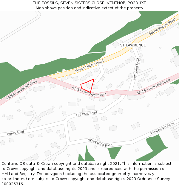 THE FOSSILS, SEVEN SISTERS CLOSE, VENTNOR, PO38 1XE: Location map and indicative extent of plot