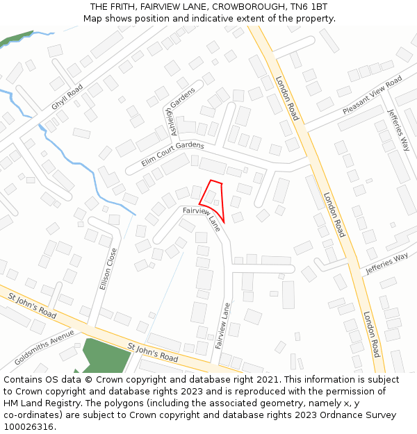 THE FRITH, FAIRVIEW LANE, CROWBOROUGH, TN6 1BT: Location map and indicative extent of plot