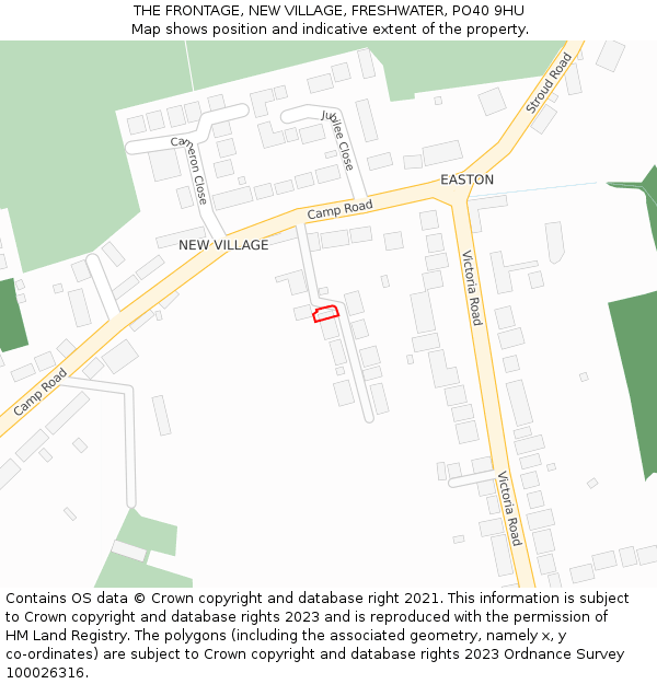 THE FRONTAGE, NEW VILLAGE, FRESHWATER, PO40 9HU: Location map and indicative extent of plot