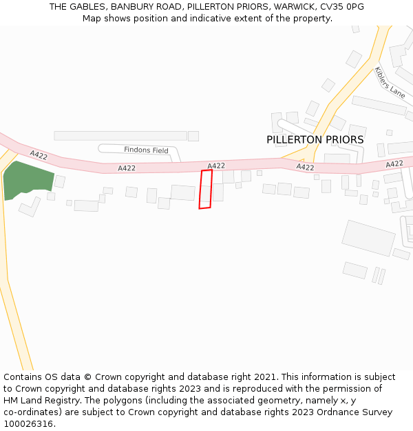 THE GABLES, BANBURY ROAD, PILLERTON PRIORS, WARWICK, CV35 0PG: Location map and indicative extent of plot