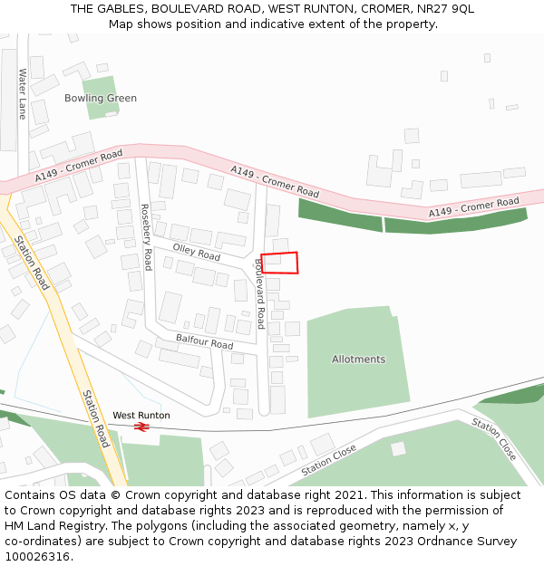 THE GABLES, BOULEVARD ROAD, WEST RUNTON, CROMER, NR27 9QL: Location map and indicative extent of plot