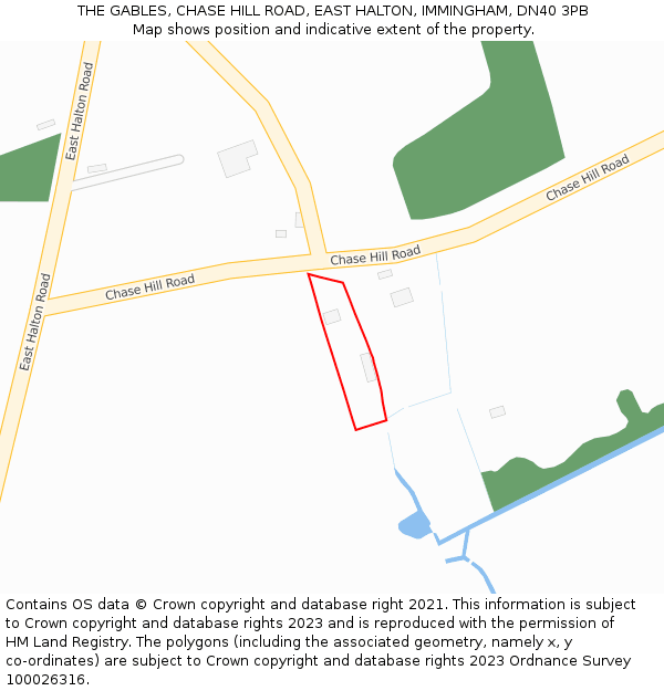 THE GABLES, CHASE HILL ROAD, EAST HALTON, IMMINGHAM, DN40 3PB: Location map and indicative extent of plot