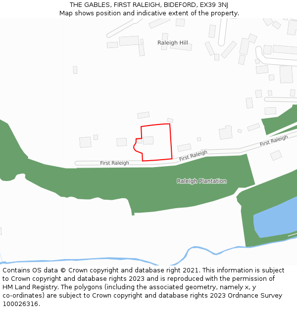 THE GABLES, FIRST RALEIGH, BIDEFORD, EX39 3NJ: Location map and indicative extent of plot