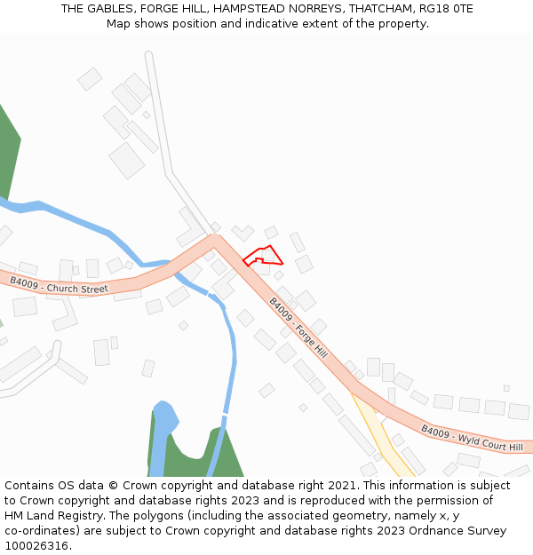 THE GABLES, FORGE HILL, HAMPSTEAD NORREYS, THATCHAM, RG18 0TE: Location map and indicative extent of plot