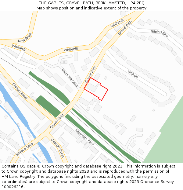 THE GABLES, GRAVEL PATH, BERKHAMSTED, HP4 2PQ: Location map and indicative extent of plot