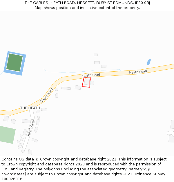 THE GABLES, HEATH ROAD, HESSETT, BURY ST EDMUNDS, IP30 9BJ: Location map and indicative extent of plot
