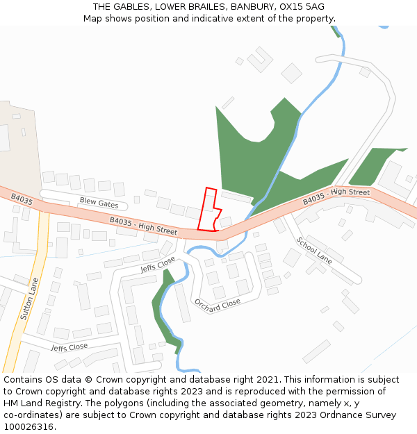 THE GABLES, LOWER BRAILES, BANBURY, OX15 5AG: Location map and indicative extent of plot