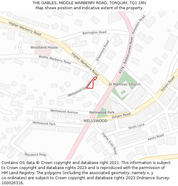 THE GABLES, MIDDLE WARBERRY ROAD, TORQUAY, TQ1 1RN: Location map and indicative extent of plot