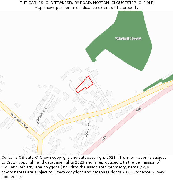 THE GABLES, OLD TEWKESBURY ROAD, NORTON, GLOUCESTER, GL2 9LR: Location map and indicative extent of plot