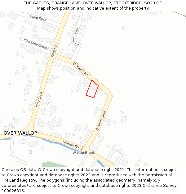THE GABLES, ORANGE LANE, OVER WALLOP, STOCKBRIDGE, SO20 8JB: Location map and indicative extent of plot