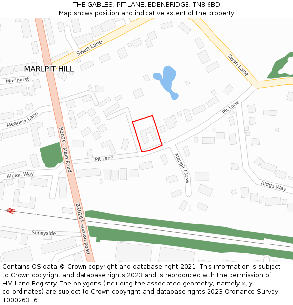 THE GABLES, PIT LANE, EDENBRIDGE, TN8 6BD: Location map and indicative extent of plot