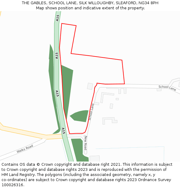 THE GABLES, SCHOOL LANE, SILK WILLOUGHBY, SLEAFORD, NG34 8PH: Location map and indicative extent of plot