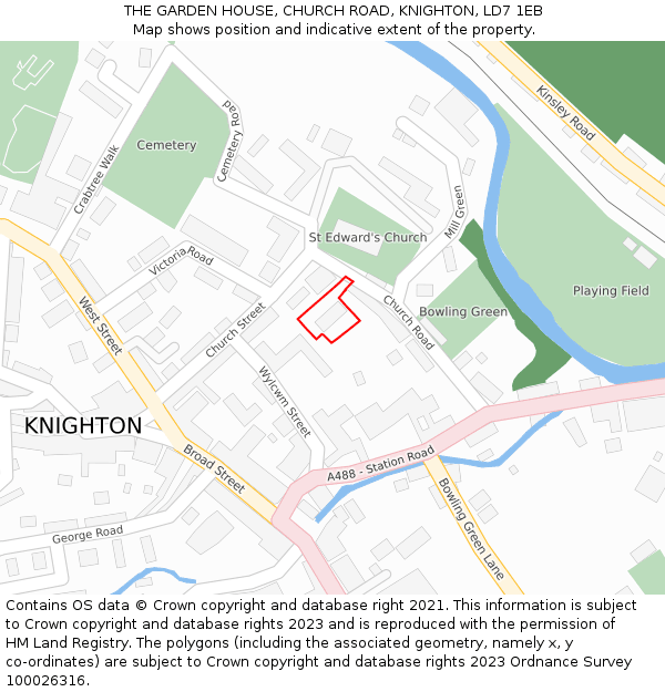 THE GARDEN HOUSE, CHURCH ROAD, KNIGHTON, LD7 1EB: Location map and indicative extent of plot
