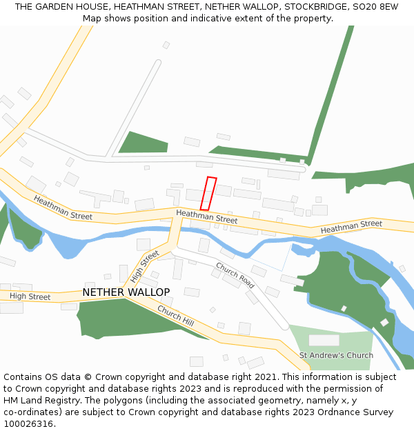 THE GARDEN HOUSE, HEATHMAN STREET, NETHER WALLOP, STOCKBRIDGE, SO20 8EW: Location map and indicative extent of plot