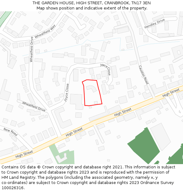 THE GARDEN HOUSE, HIGH STREET, CRANBROOK, TN17 3EN: Location map and indicative extent of plot