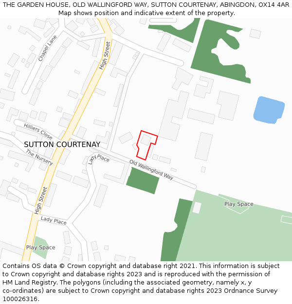 THE GARDEN HOUSE, OLD WALLINGFORD WAY, SUTTON COURTENAY, ABINGDON, OX14 4AR: Location map and indicative extent of plot