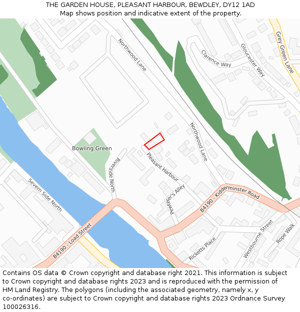 THE GARDEN HOUSE, PLEASANT HARBOUR, BEWDLEY, DY12 1AD: Location map and indicative extent of plot