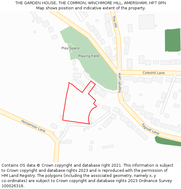 THE GARDEN HOUSE, THE COMMON, WINCHMORE HILL, AMERSHAM, HP7 0PN: Location map and indicative extent of plot