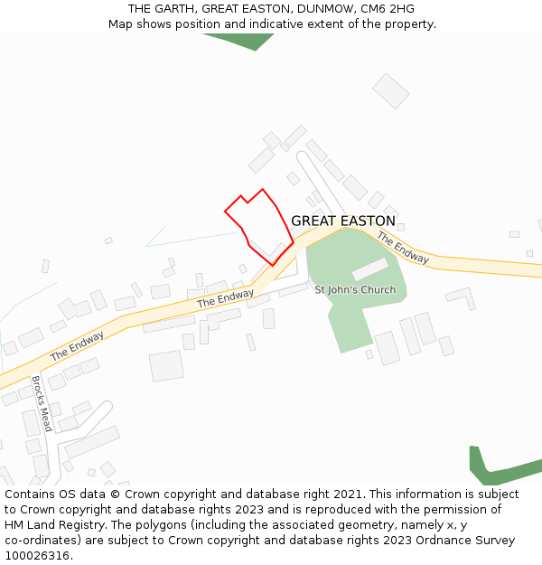 THE GARTH, GREAT EASTON, DUNMOW, CM6 2HG: Location map and indicative extent of plot