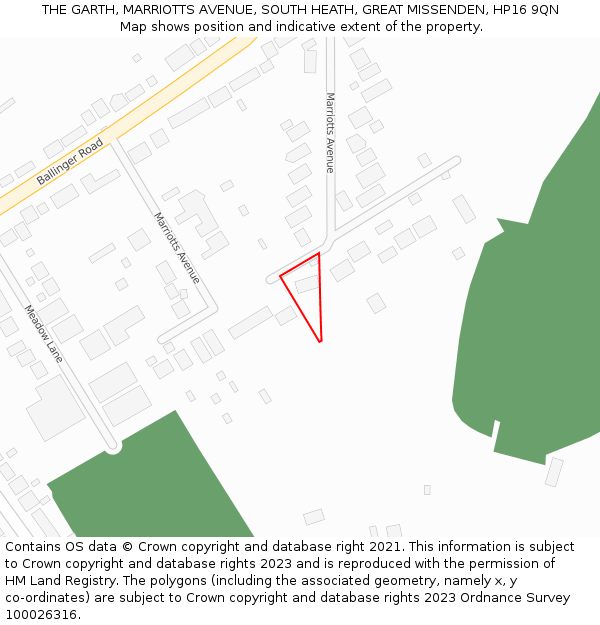 THE GARTH, MARRIOTTS AVENUE, SOUTH HEATH, GREAT MISSENDEN, HP16 9QN: Location map and indicative extent of plot