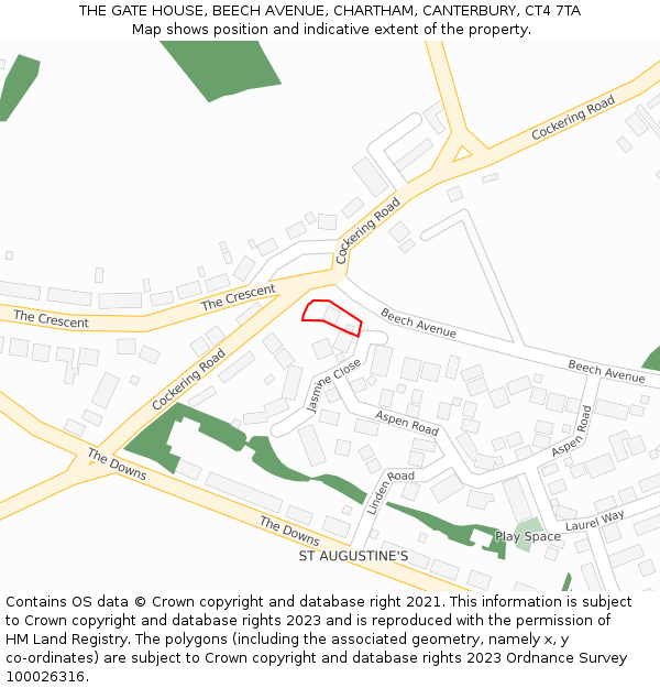 THE GATE HOUSE, BEECH AVENUE, CHARTHAM, CANTERBURY, CT4 7TA: Location map and indicative extent of plot
