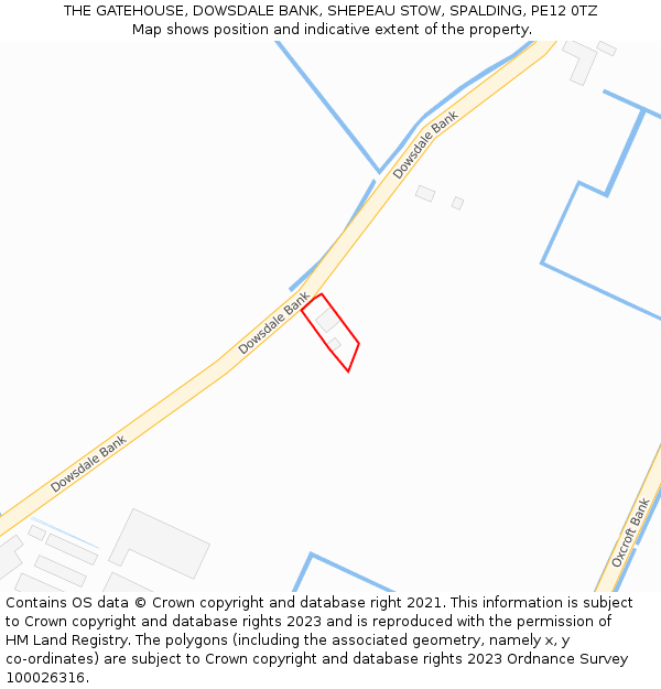 THE GATEHOUSE, DOWSDALE BANK, SHEPEAU STOW, SPALDING, PE12 0TZ: Location map and indicative extent of plot