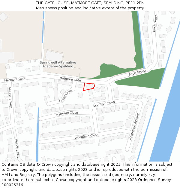 THE GATEHOUSE, MATMORE GATE, SPALDING, PE11 2PN: Location map and indicative extent of plot