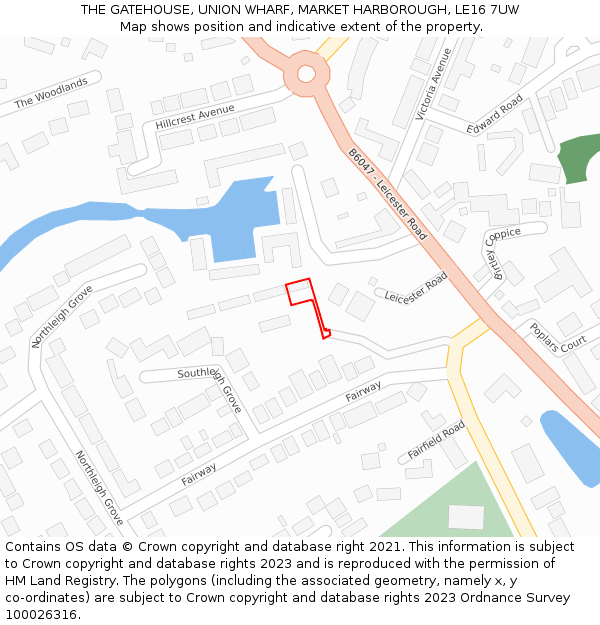 THE GATEHOUSE, UNION WHARF, MARKET HARBOROUGH, LE16 7UW: Location map and indicative extent of plot