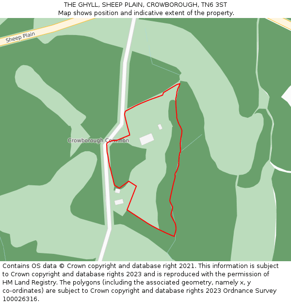THE GHYLL, SHEEP PLAIN, CROWBOROUGH, TN6 3ST: Location map and indicative extent of plot