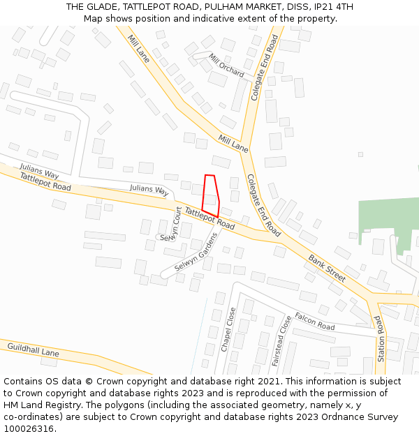 THE GLADE, TATTLEPOT ROAD, PULHAM MARKET, DISS, IP21 4TH: Location map and indicative extent of plot