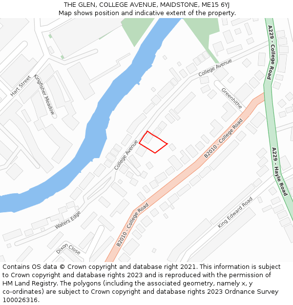 THE GLEN, COLLEGE AVENUE, MAIDSTONE, ME15 6YJ: Location map and indicative extent of plot