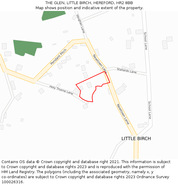 THE GLEN, LITTLE BIRCH, HEREFORD, HR2 8BB: Location map and indicative extent of plot