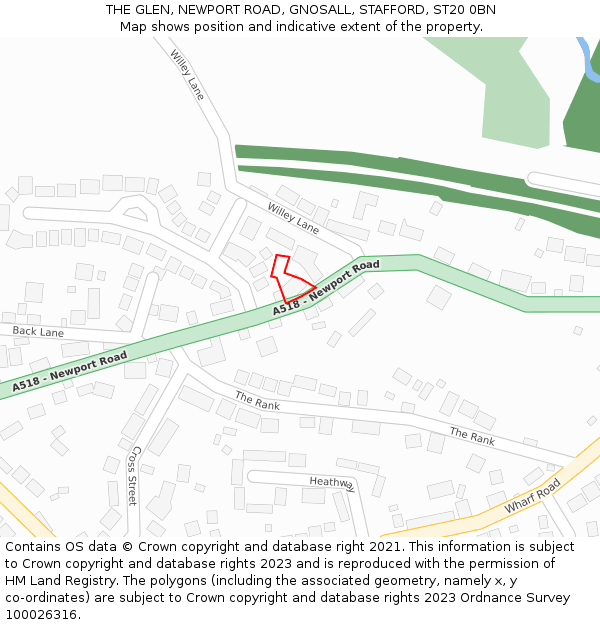 THE GLEN, NEWPORT ROAD, GNOSALL, STAFFORD, ST20 0BN: Location map and indicative extent of plot