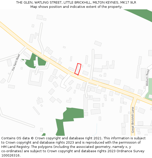 THE GLEN, WATLING STREET, LITTLE BRICKHILL, MILTON KEYNES, MK17 9LR: Location map and indicative extent of plot