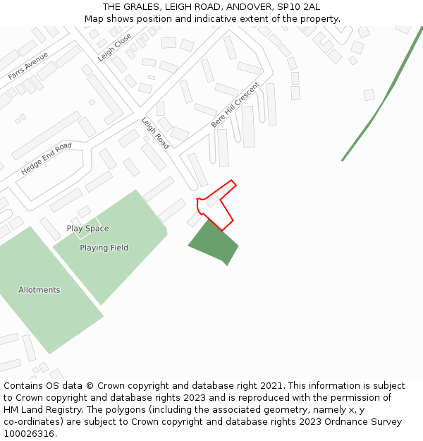 THE GRALES, LEIGH ROAD, ANDOVER, SP10 2AL: Location map and indicative extent of plot