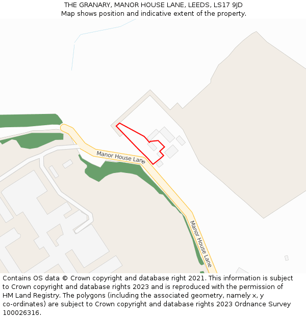 THE GRANARY, MANOR HOUSE LANE, LEEDS, LS17 9JD: Location map and indicative extent of plot