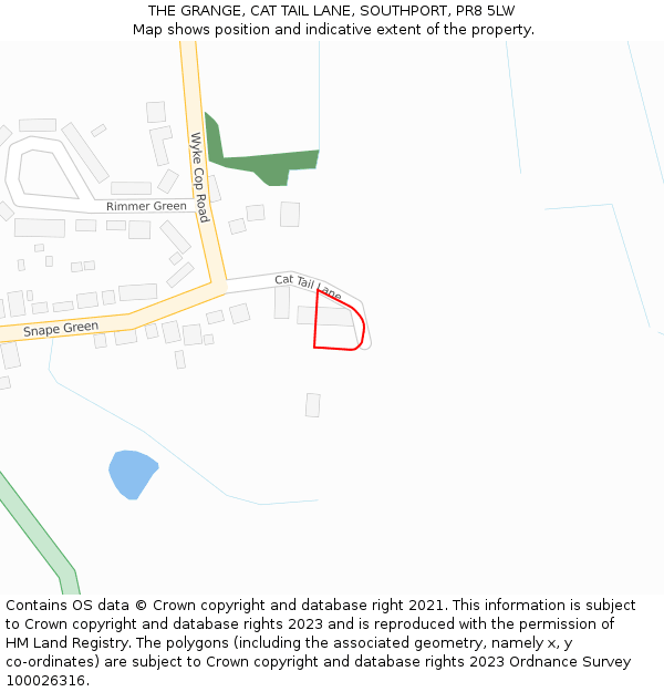 THE GRANGE, CAT TAIL LANE, SOUTHPORT, PR8 5LW: Location map and indicative extent of plot