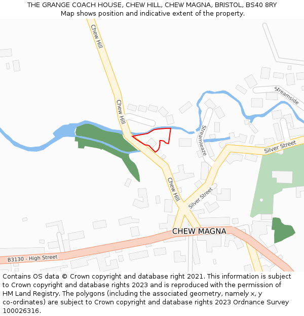 THE GRANGE COACH HOUSE, CHEW HILL, CHEW MAGNA, BRISTOL, BS40 8RY: Location map and indicative extent of plot