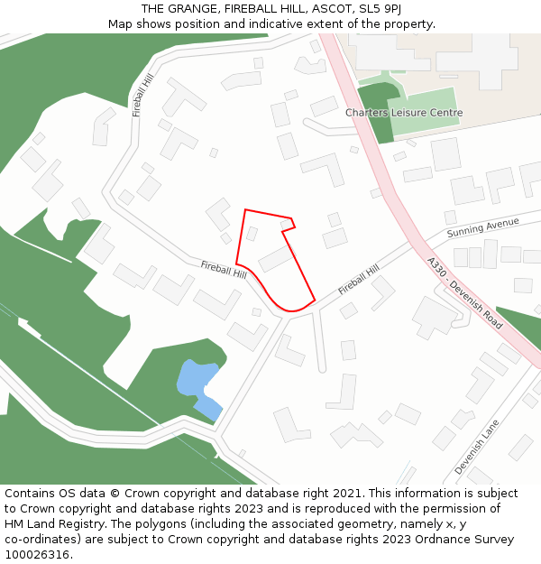 THE GRANGE, FIREBALL HILL, ASCOT, SL5 9PJ: Location map and indicative extent of plot