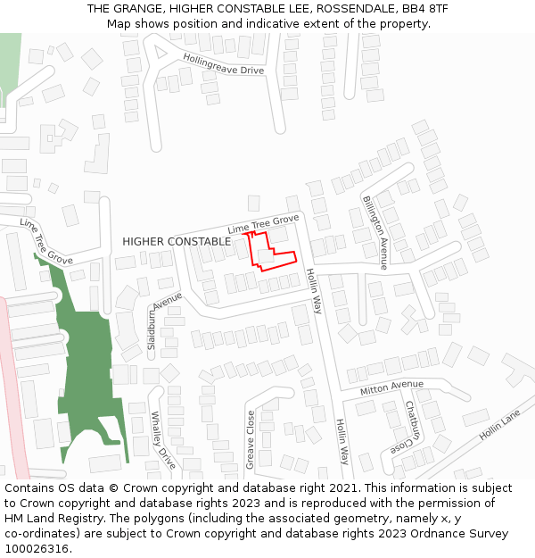 THE GRANGE, HIGHER CONSTABLE LEE, ROSSENDALE, BB4 8TF: Location map and indicative extent of plot