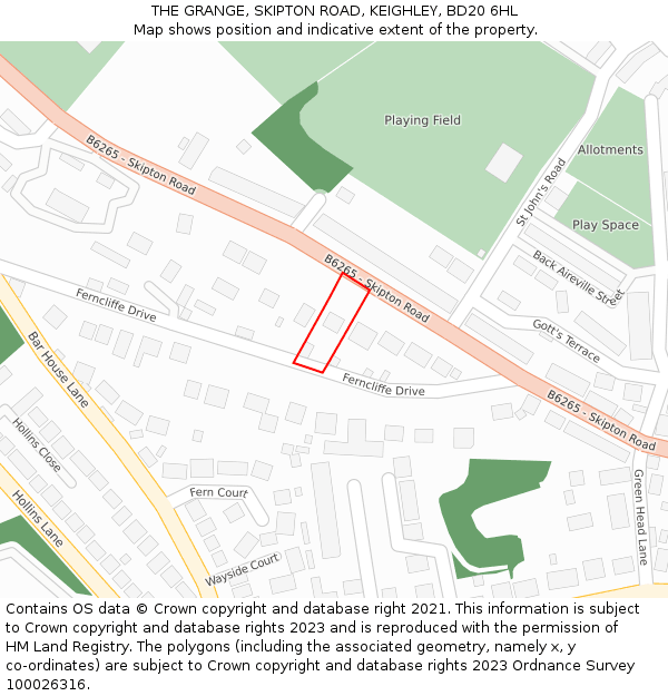 THE GRANGE, SKIPTON ROAD, KEIGHLEY, BD20 6HL: Location map and indicative extent of plot